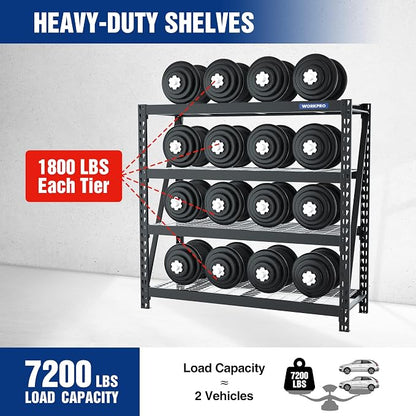 WORKPRO 68" Ultra Wide 4-Tier Metal Garage Shelving Unit, 7200 LBS Capacity - Image 3