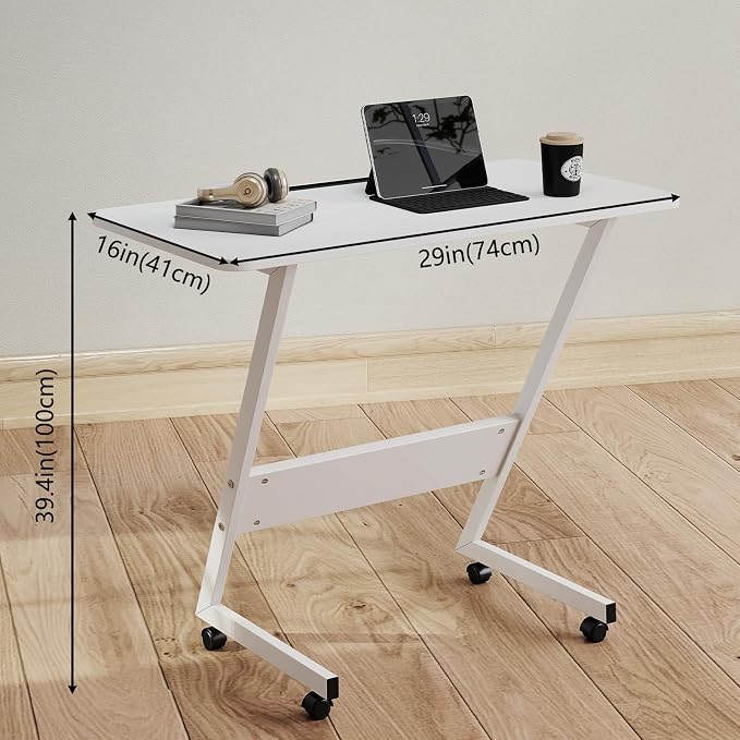 Overbed Bedside Table with Wheels, Small Desk Portable Rolling, Overbed Table - Image 2