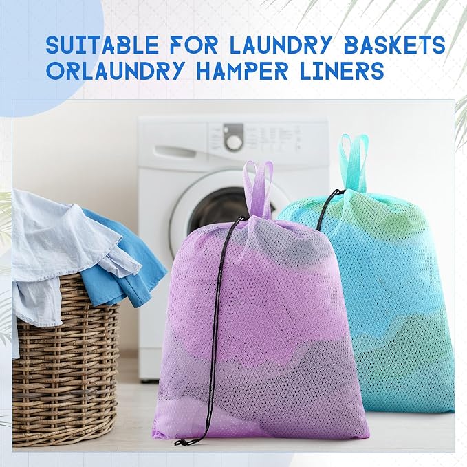 6 Pack 20 x 17 Inches Colorful Mesh Laundry Bag Soft - Image 5