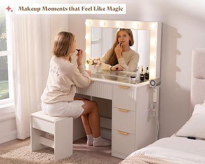 AMERLIFE 36.2" Fluted Vanity Desk - Image 8