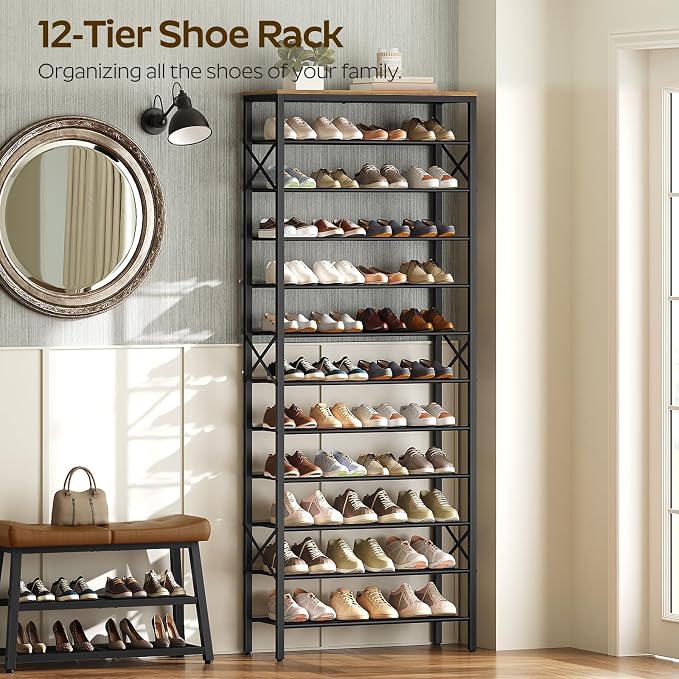YATINEY 12 Tier Shoe Rack, Large Capacity Shoe Storage Organizer Holds 48 Pairs - Image 4