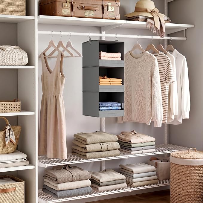 Lifewit 3 Tier Hanging Closet Organizer and Storage, Foldable Hanging Closet - Image 9