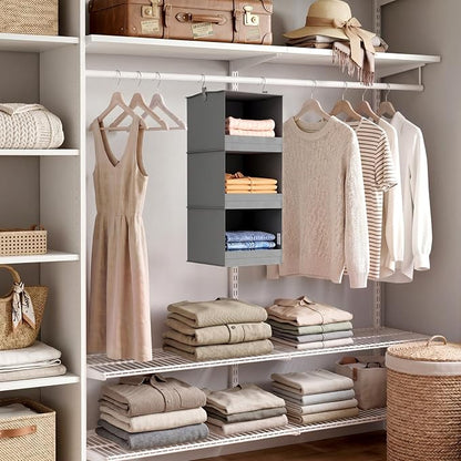 Lifewit 3 Tier Hanging Closet Organizer and Storage, Foldable Hanging Closet - Image 9