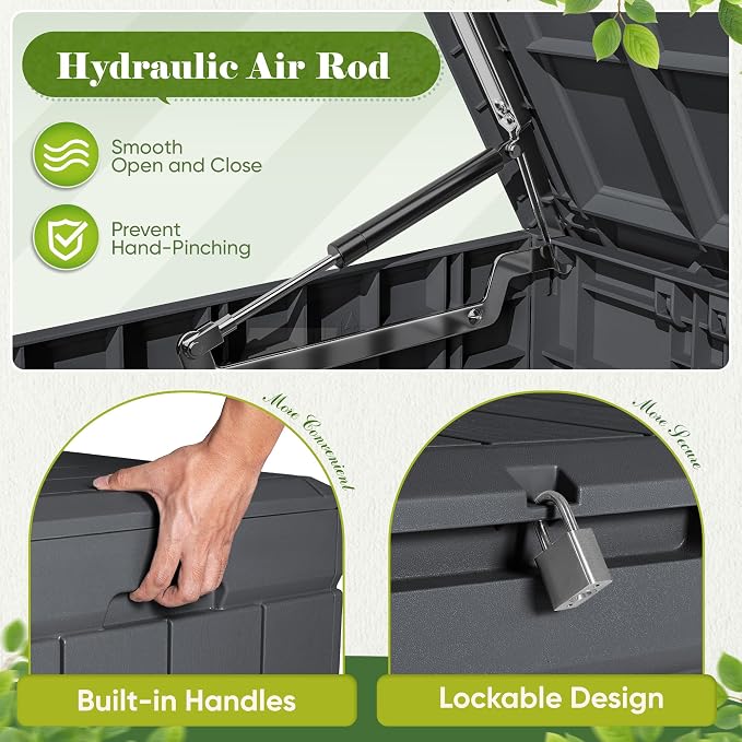 Flamaker Outdoor Storage Box 80 Gallon Resin Waterproof Deck Box Delivery Box - Image 6
