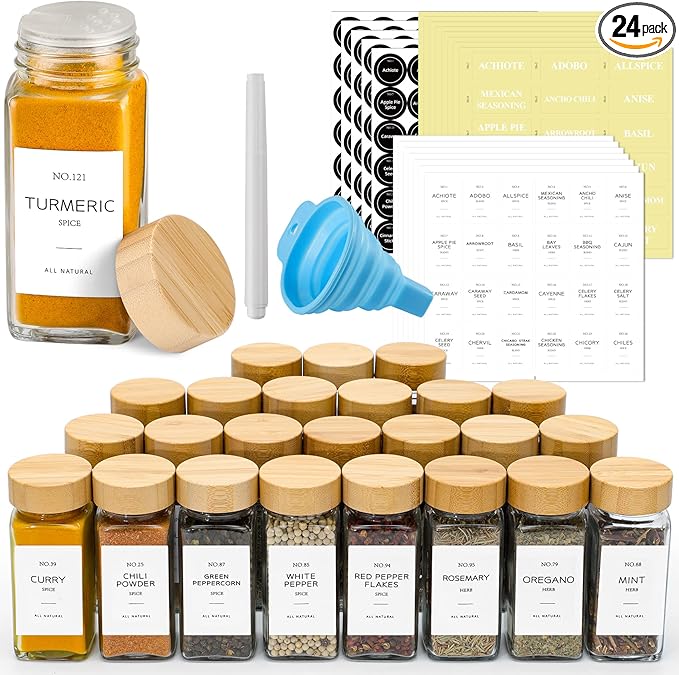 NETANY 24 Pcs Glass Spice Jars by NETANY