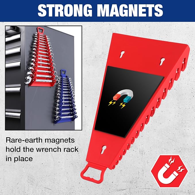 WORKPRO Magnetic Wrench Organizer, 15-Slot Gripper Reverse Wrench Holder - Image 3
