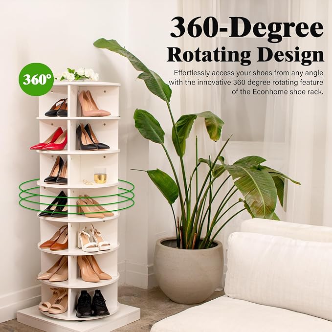 EconoHome 360° Rotating Shoe Rack 7-Tiers Organizer Spinning Rack, Rotating - Image 4