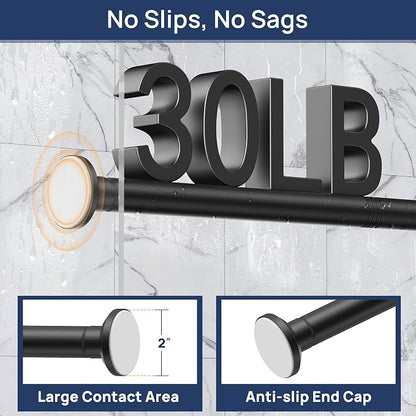 ENJOYBASICS 1" Black Shower Curtain Rod, 30-64" Adjustable, Secure Tension | - Image 4