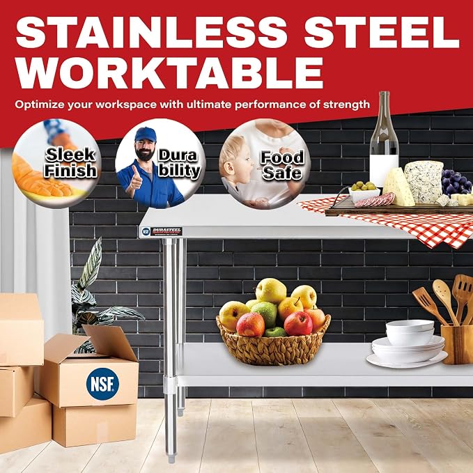 DuraSteel 24x72 Stainless Steel Work Table - Image 2