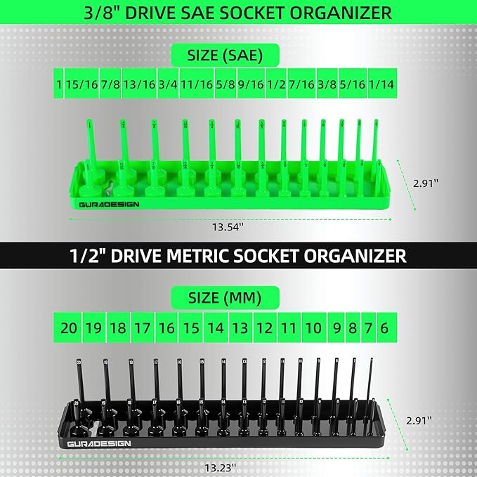 8PCS Socket Organizer Set, Socket Holder, 1/2" Metric & SAE Socket Tools Trays. - Image 3