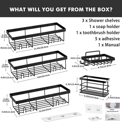 Moforoco Adhesive Shower Caddy Organizer Shelves Rack - Image 7