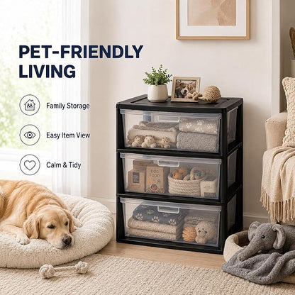 3 Drawer Plastic Storage Tower Wide Organizer - Image 9