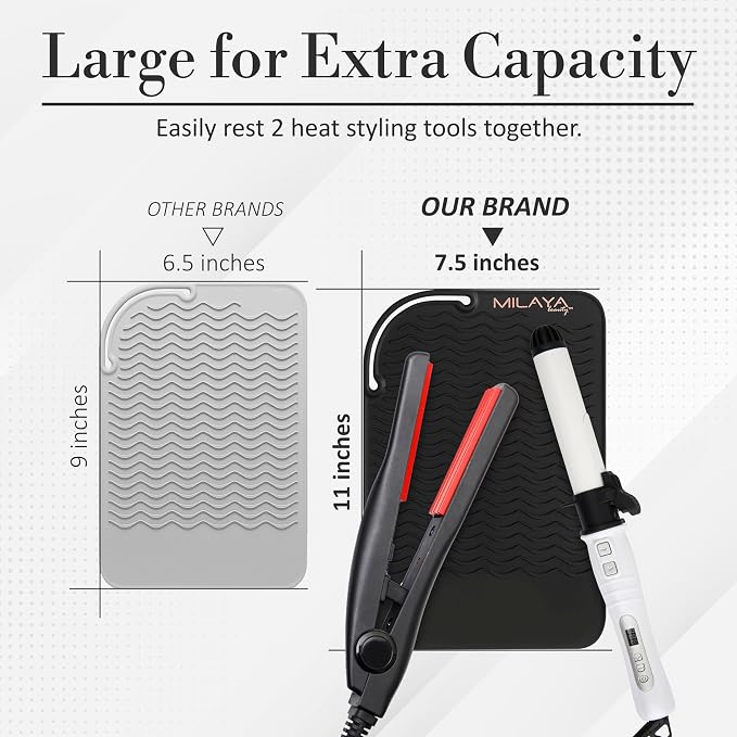 Vanity Accessories Heat Resistant Mat – Silicone Flat Iron & Curling Iron Holder - Image 3