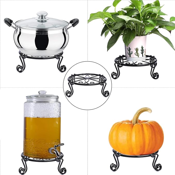 Black Plant Stand for Flower Pot Heavy Duty Potted Holder Indoor Outdoor Metal - Image 6
