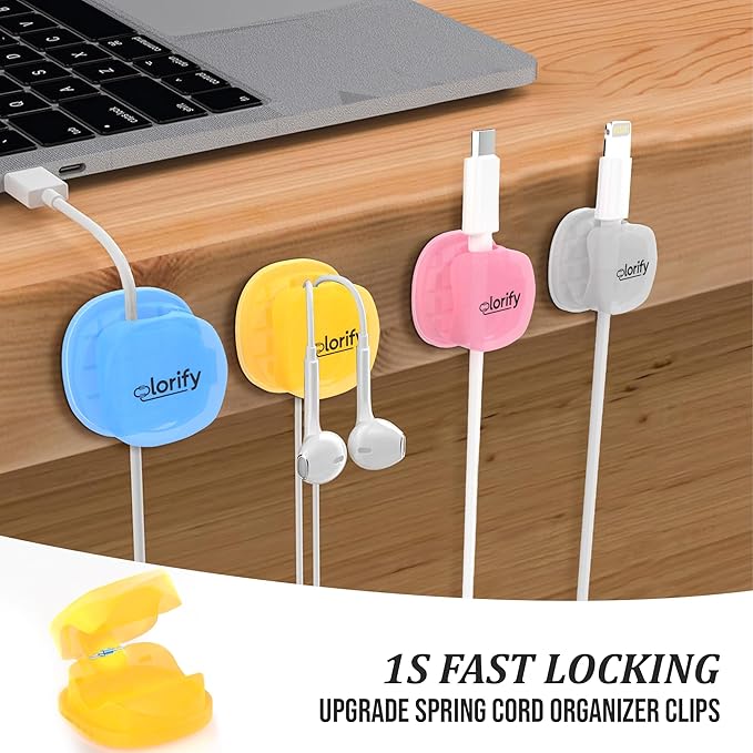 12 Pack Spring Cable Clips, Adhesive Cord Holders - Image 6