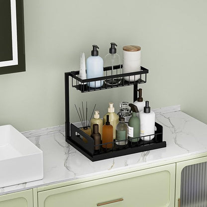 Under Kitchen Sink Organizer 2 Tier, Pull Out Bathroom Sink Organizers and - Image 5