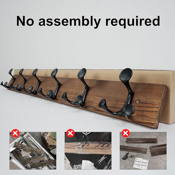 SKOLOO 36-Inch Wood Coat Rack Wall Mount - Image 4