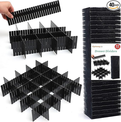 40Pcs Drawer Dividers, Adjustable Drawer Organizer by Flytianmy