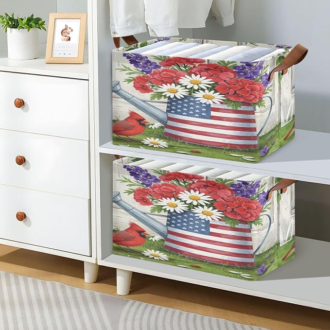 Watering Can with Us Flag Storage Bin - Image 6
