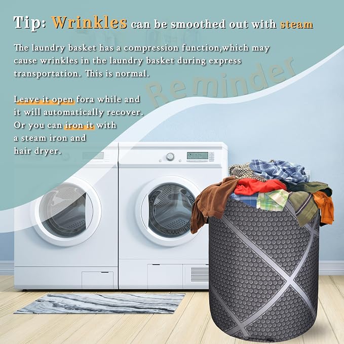 Basketball Grey Texture Laundry Hamper - Image 6