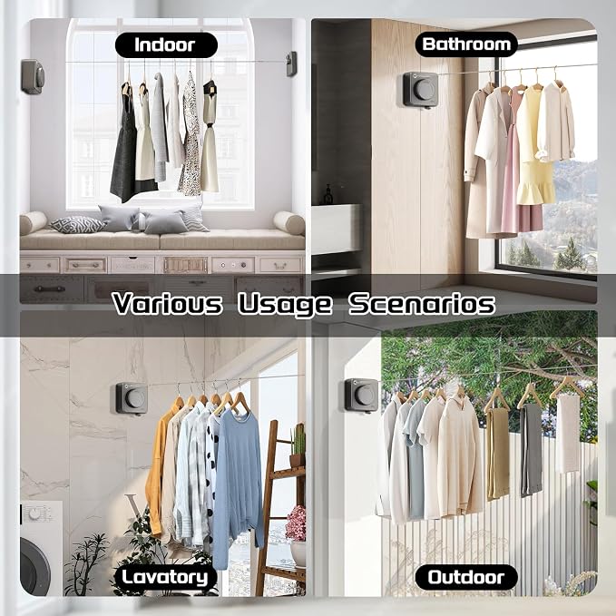 Retractable Clothesline Indoor, Non-Sagging Outdoor Clothes Line Retracting - Image 7