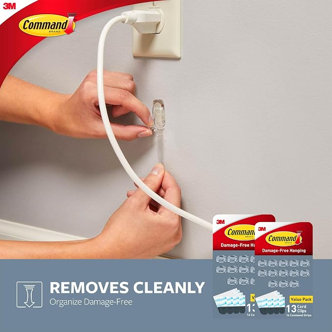 Command Round Cord Clips, Damage Free Hanging Cable, - Image 7