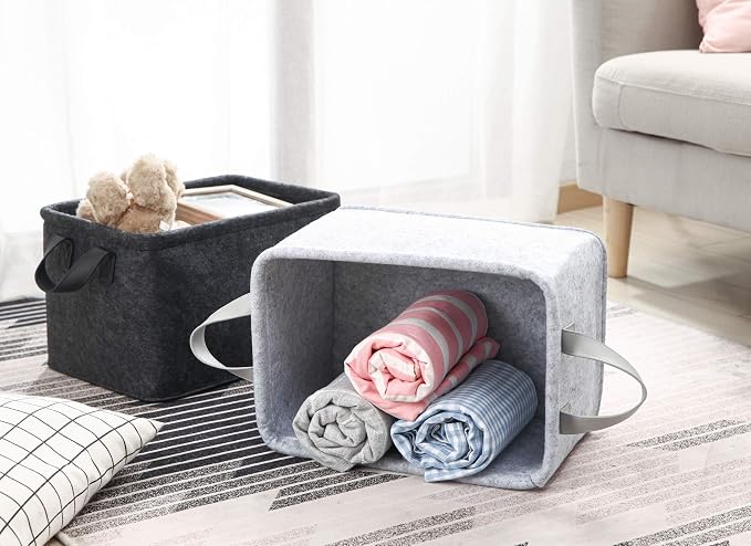 Collapsible Storage Bins Foldable Felt Fabric Storage Basket Organizer Boxes - Image 6