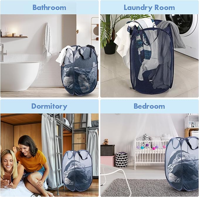 DUCOO Pop Up Laundry Hamper, 70L Collapsible Mesh Laundry Basket - Image 6