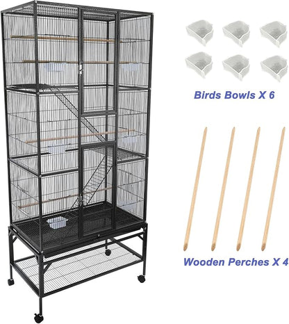 69.5 Inch Large Bird Cage, Parakeet Flight Cage - Image 8