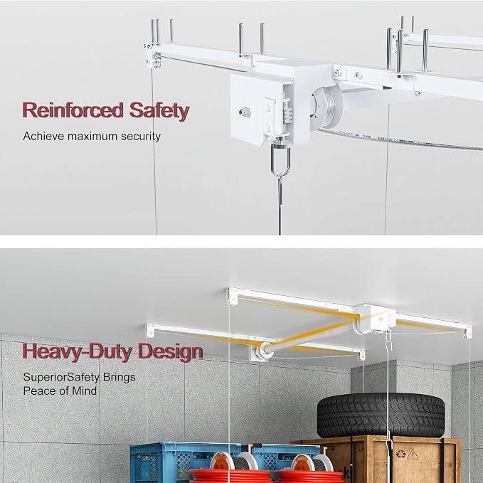 Overhead Garage Storage Rack 3x6 FT, Adjustable Ceiling Lift Storage System - Image 5