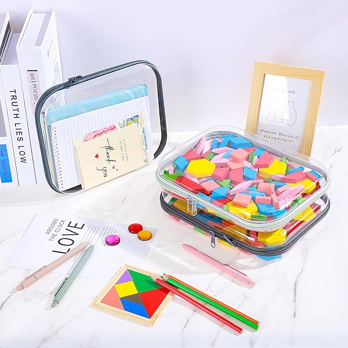 Sanwuta 6 Pcs Clear Hard Zipper Case Hard Plastic Zipper Pouches Transparent - Image 5