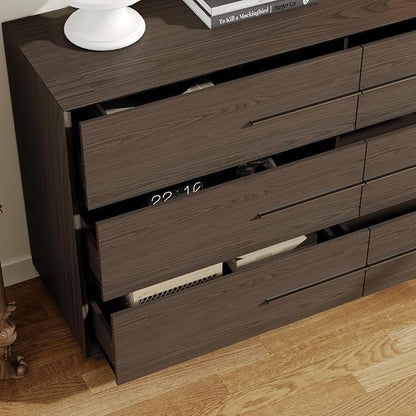 Bedside Table with 6 Drawers, Modern Side Table, Wide Nightstand, Wooden Bed - Image 5