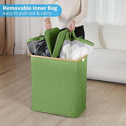 efluky Laundry Hamper with Lid, Double Laundry Hamper with 2 Removable Bags - Image 4