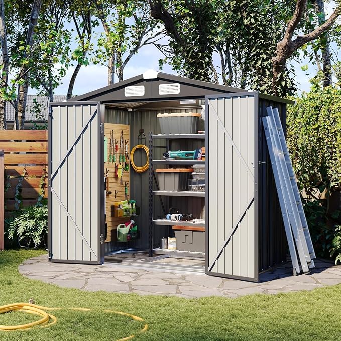 Aoxun 6' x 4' Outdoor Metal Storage Shed by Aoxun