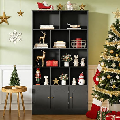 71" Tall Bookshelf with 10 Cubes and 3 Doors, 4-Tier Bookshelf, Open Shelf - Image 3