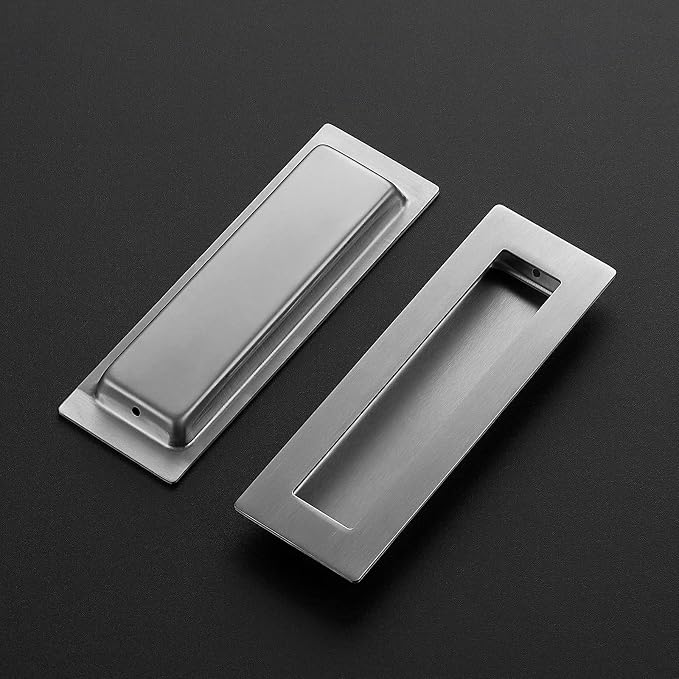 Ravinte 8 Pack Brushed Nickel Sliding Closet Door Handles Silver Flush Pulls - Image 2