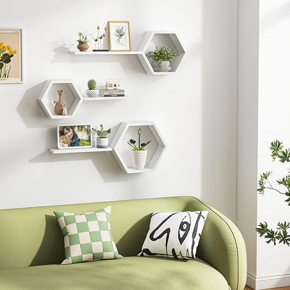 Wooden Hexagon Floating Shelves Wall Mounted - Image 3