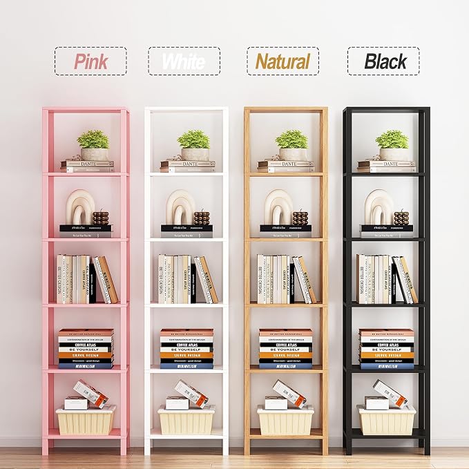 TUTOTAK Bookshelf, 6-Tier Tall Narrow Book Shelf - Image 7