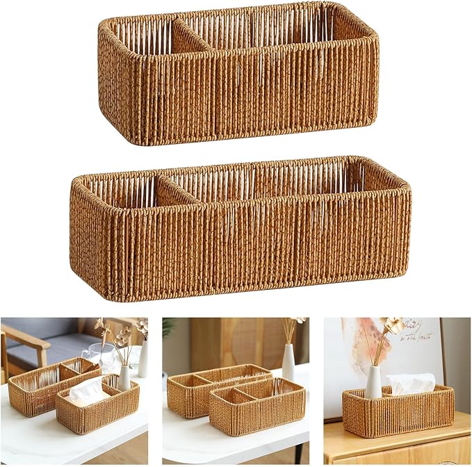 Natural Rattan Tissue Box Organizers - Image 2