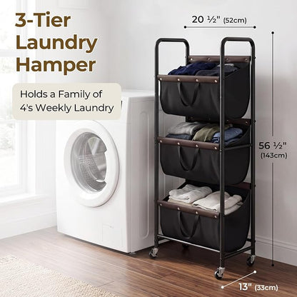 GRANNY SAYS 3 Section Tiered Laundry Sorter, Slim Vertical Laundry Hamper - Image 2