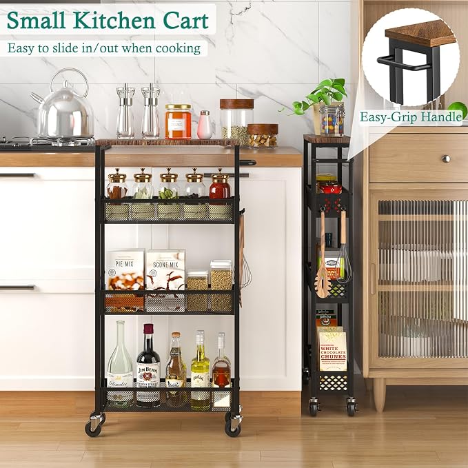 XYZLVSI Utility Slim Storage Cart on Wheels, 4 Tier Laundry Room Organizers | - Image 6