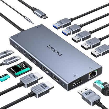 USB C Docking Station Dual Monitor Laptop Docking Station, 15 in 1 Docking by ZMUIPNG