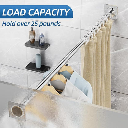 CorkLatta Chrome Adjustable Shower Curtain Rod 32 to 92 inch - Image 3