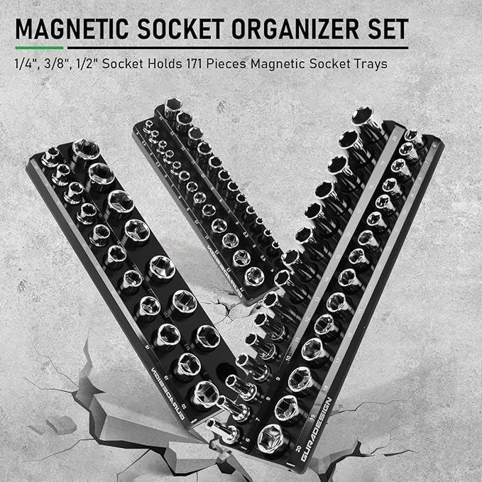 8PCS Magnetic Socket Organizer Set, Magnetic Socket Holder, 1/2" Metric & SAE - Image 6