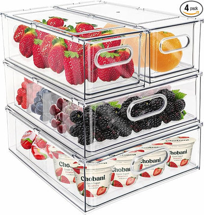 Mano Fridge Drawer Pull Out Stackable Bins by MANO