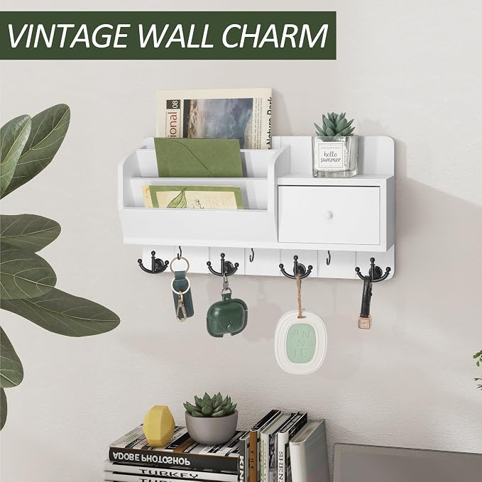 Rebee Vision Key Holder Wall Mount and Mail Organizer : Farmhouse Key and Mail - Image 5
