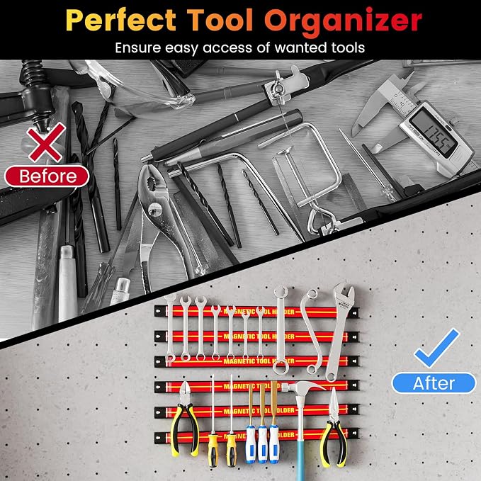 Goplus 6PCS 18" Magnetic Tool Holder, Wall Mounted 176LBS Capacity Magnetic - Image 6