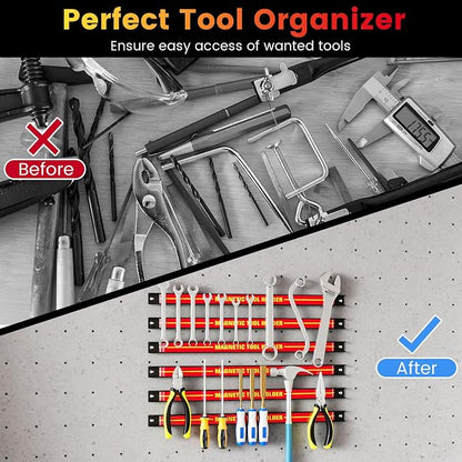 Goplus 6PCS 18" Magnetic Tool Holder, Wall Mounted 176LBS Capacity Magnetic - Image 6