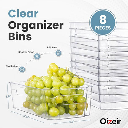 Oizeir 8 Pack Clear Plastic Storage Bins - Image 2