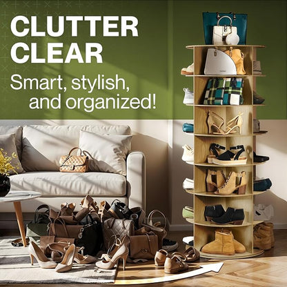 LOFT + IVY 7 Tier Rotating Shoe Rack Tower – 360° Spinning Storage Organizer - Image 6